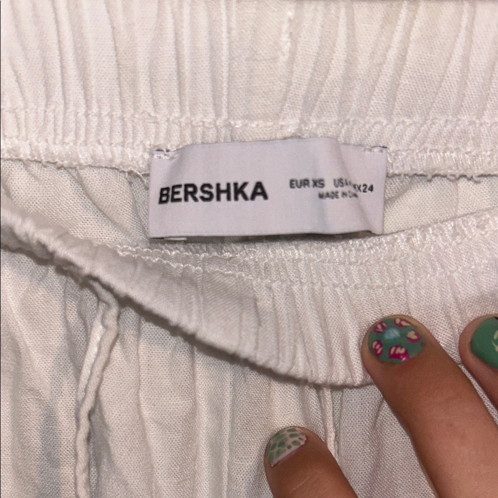 Bershka White Straight Leg Pants